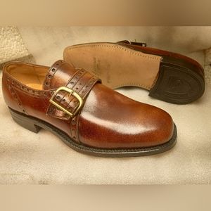 Vintage men's Brown leather monk strap slip-ons size 7 USA Walker
